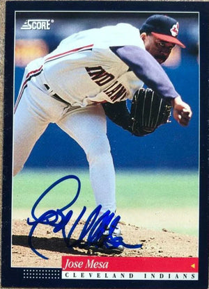 Jose Mesa Signed 1994 Score Baseball Card - Cleveland Indians