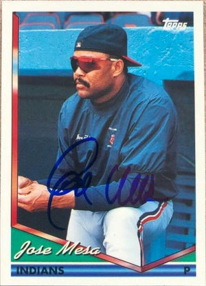 Jose Mesa Signed 1994 Topps Baseball Card - Cleveland Indians