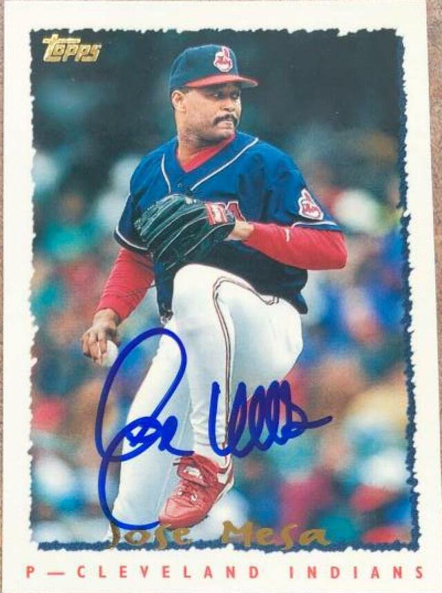 Jose Mesa Signed 1995 Topps Baseball Card - Cleveland Indians - PastPros