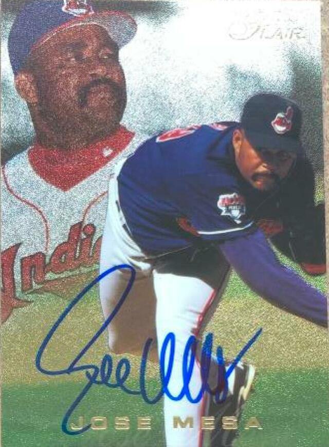 Jose Mesa Signed 1996 Flair Baseball Card - Cleveland Indians - PastPros
