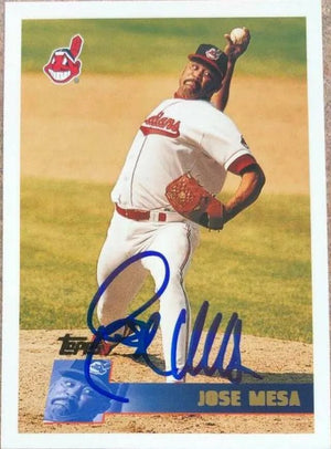 Jose Mesa Signed 1996 Topps Baseball Card - Cleveland Indians