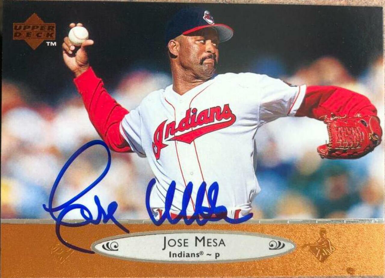 Jose Mesa Signed 1996 Upper Deck Baseball Card - Cleveland Indians - PastPros