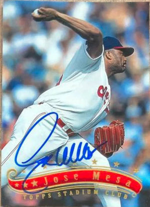 Jose Mesa Signed 1997 Stadium Club Baseball Card - Cleveland Indians