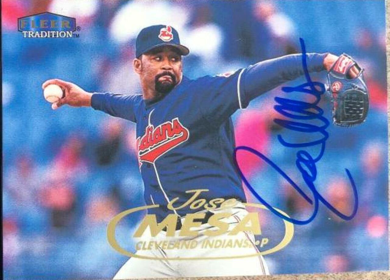 Jose Mesa Signed 1998 Fleer Tradition Baseball Card - Cleveland Indians - PastPros