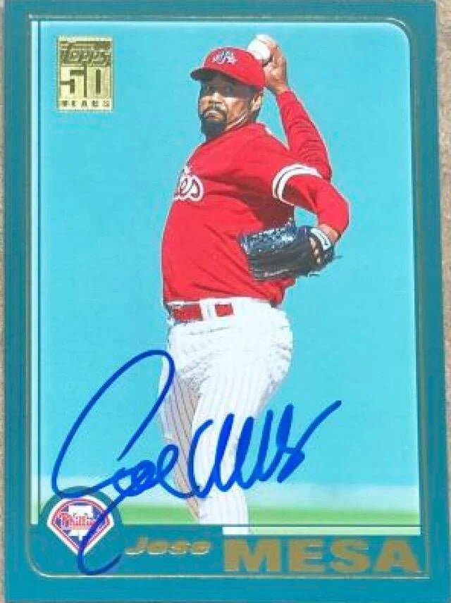 Jose Mesa Signed 2001 Topps Traded Baseball Card - Philadelphia Phillies