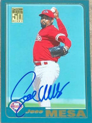 Jose Mesa Signed 2001 Topps Traded Baseball Card - Philadelphia Phillies - PastPros