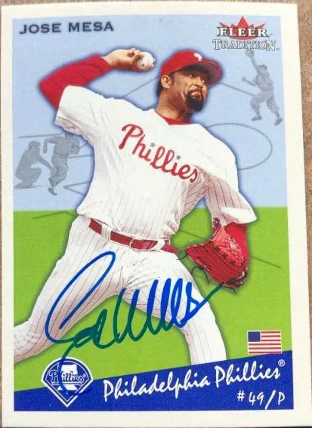 Jose Mesa Signed 2002 Fleer Tradition Baseball Card - Philadelphia Phillies