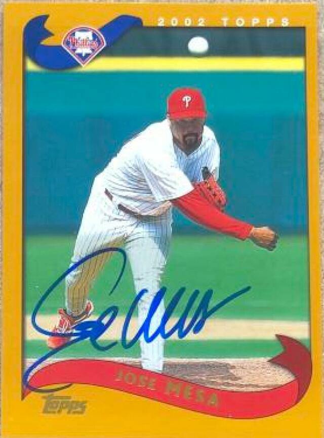 Jose Mesa Signed 2002 Topps Baseball Card - Philadelphia Phillies - PastPros