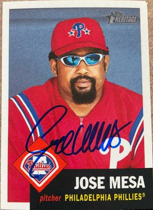 Jose Mesa Signed 2002 Topps Heritage Baseball Card - Philadelphia Phillies - PastPros