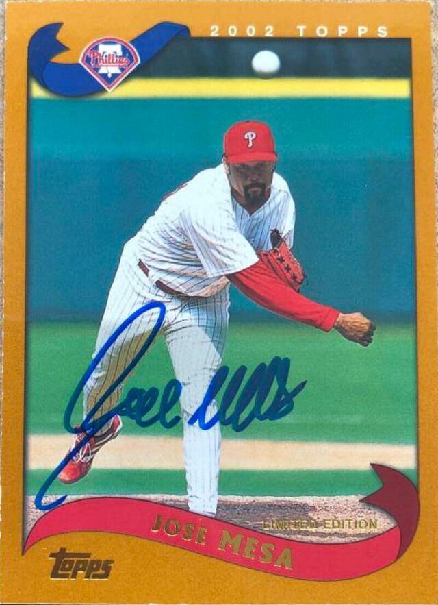 Jose Mesa Signed 2002 Topps Limited Baseball Card - Philadelphia Phillies - PastPros