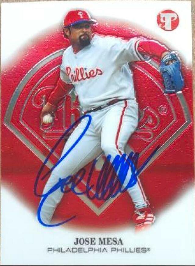 Jose Mesa Signed 2002 Topps Pristine Baseball Card - Philadelphia Phillies - PastPros