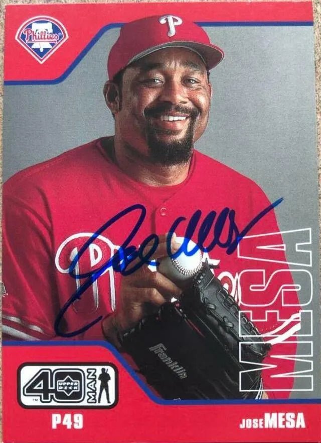 Jose Mesa Signed 2002 Upper Deck 40 Man Baseball Card - Philadelphia Phillies