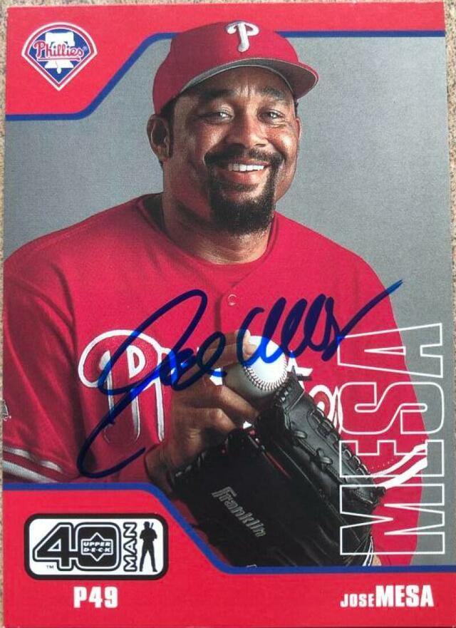 Jose Mesa Signed 2002 Upper Deck 40 Man Baseball Card - Philadelphia Phillies - PastPros