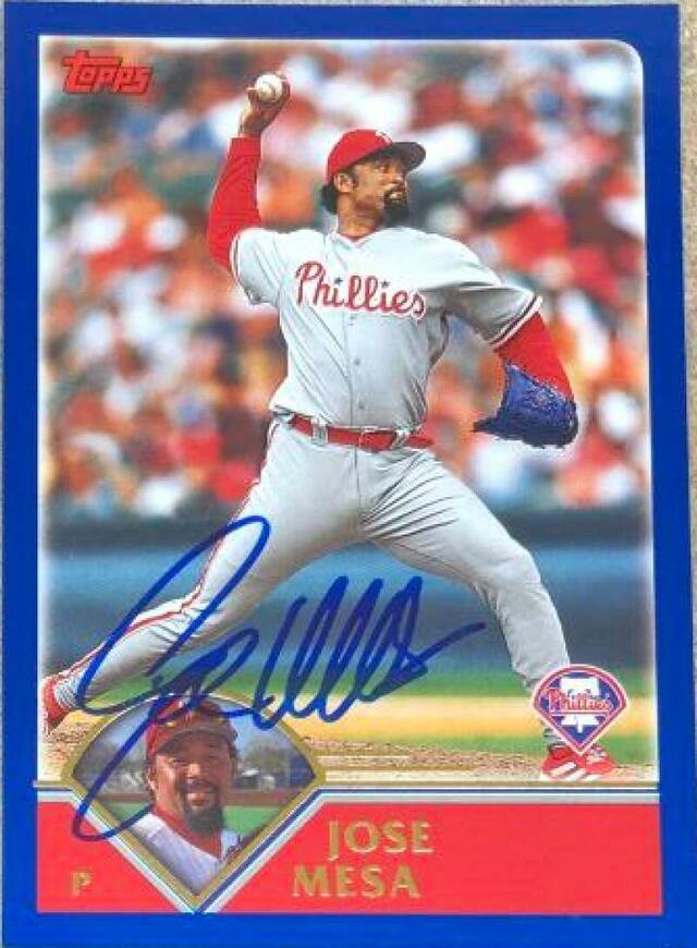 Jose Mesa Signed 2003 Topps Baseball Card - Philadelphia Phillies - PastPros