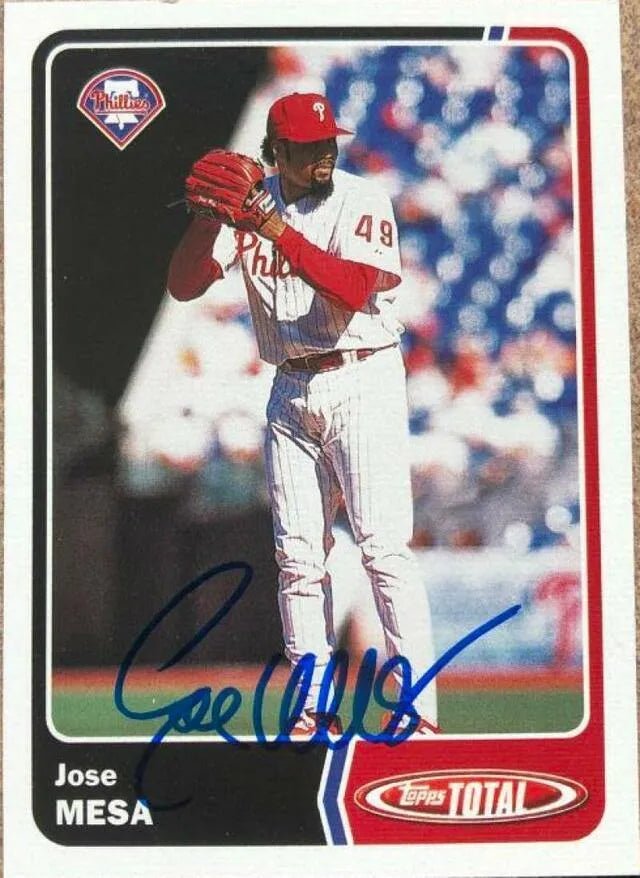 Jose Mesa Signed 2003 Topps Total Baseball Card - Philadelphia Phillies