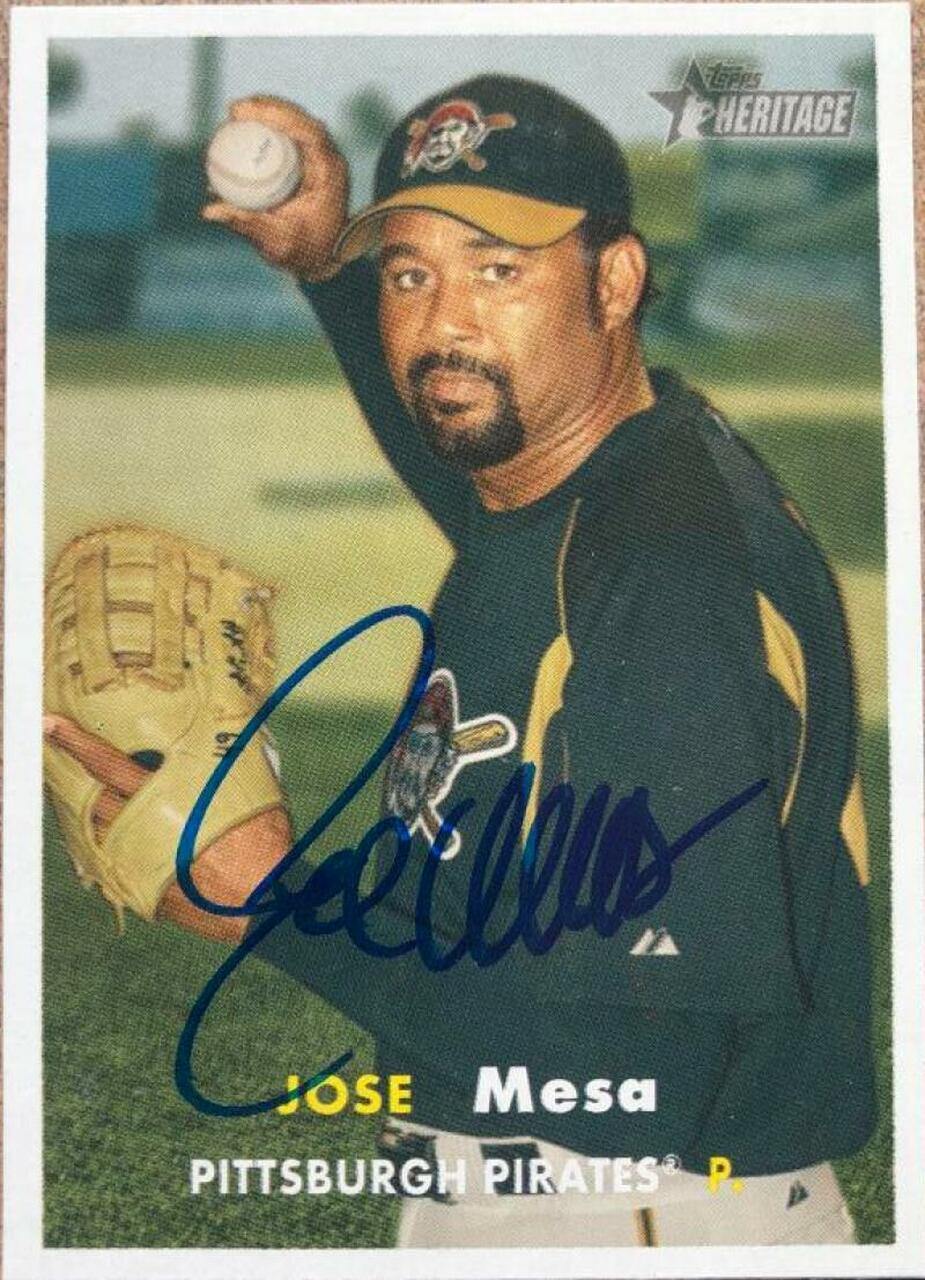Jose Mesa Signed 2006 Topps Heritage Baseball Card - Pittsburgh Pirates - PastPros