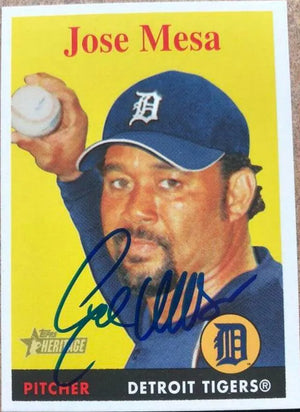 Jose Mesa Signed 2007 Topps Heritage Baseball Card - Detroit Tigers - PastPros