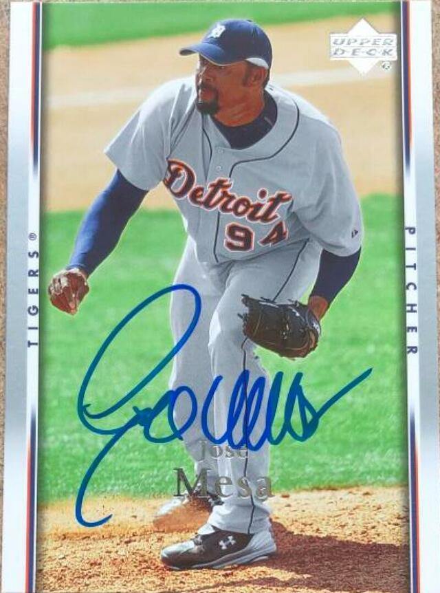 Jose Mesa Signed 2007 Upper Deck Baseball Card - Detroit Tigers - PastPros