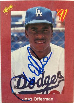 Jose Offerman Signed 1991 Classic II Baseball Card - Los Angeles Dodgers - PastPros