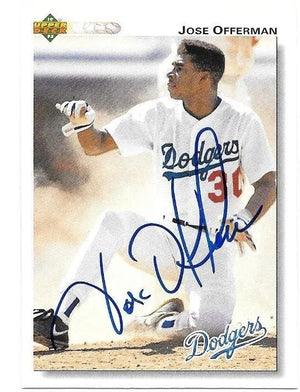 Jose Offerman Signed 1992 Upper Deck Baseball Card - Los Angeles Dodgers