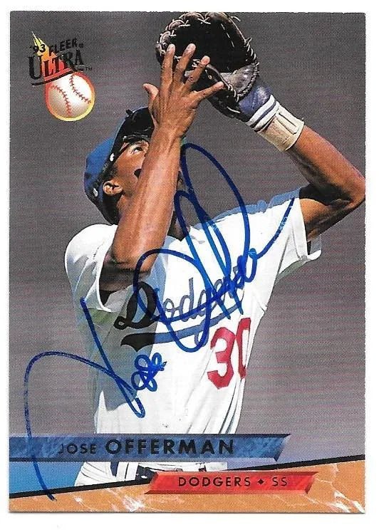 Jose Offerman Signed 1993 Fleer Ultra Baseball Card - Los Angeles Dodgers