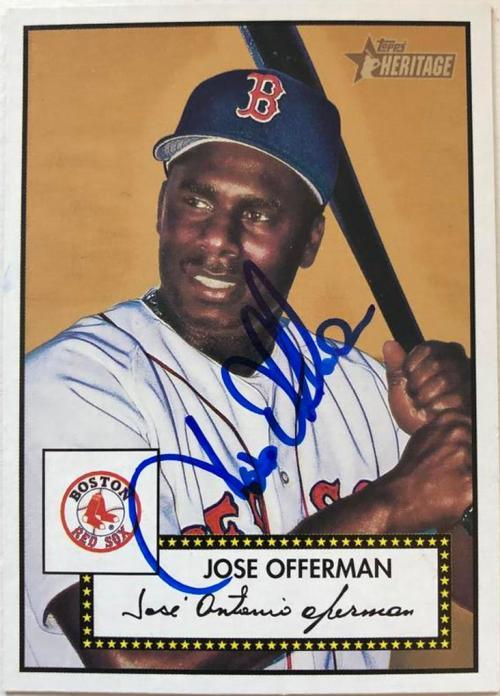 Jose Offerman Signed 2001 Topps Heritage Baseball Card - Boston Red Sox - PastPros