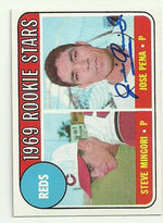 Jose Pena Signed 1969 Topps Baseball Card - Cincinnati Reds