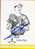 Jose Rijo Signed 1986 Big Apple Card Co Baseball Card - Oakland A's