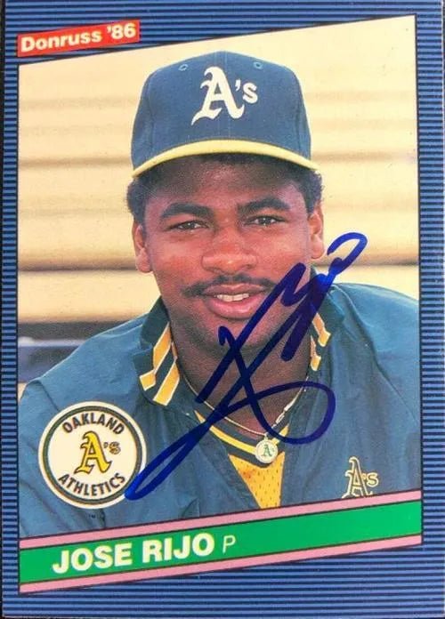 Jose Rijo Signed 1986 Donruss Baseball Card - Oakland A's