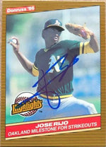 Jose Rijo Signed 1986 Donruss Highlights Baseball Card - Oakland A's
