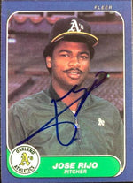 Jose Rijo Signed 1986 Fleer Baseball Card - Oakland A's - PastPros