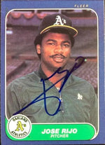 Jose Rijo Signed 1986 Fleer Baseball Card - Oakland A's