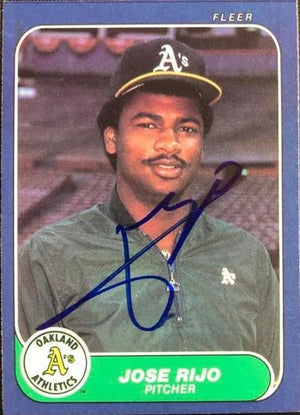 Jose Rijo Signed 1986 Fleer Baseball Card - Oakland A's