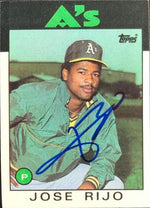 Jose Rijo Signed 1986 Topps Baseball Card - Oakland A's - PastPros