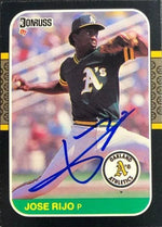 Jose Rijo Signed 1987 Donruss Baseball Card - Oakland A's