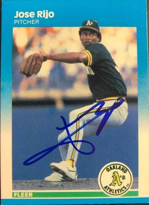 Jose Rijo Signed 1987 Fleer Baseball Card - Oakland A's
