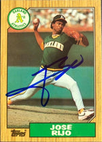 Jose Rijo Signed 1987 Topps Baseball Card - Oakland A's