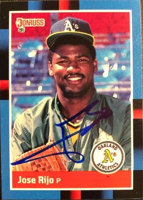 Jose Rijo Signed 1988 Donruss Baseball Card - Oakland A's