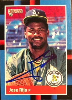 Jose Rijo Signed 1988 Donruss Baseball Card - Oakland A's
