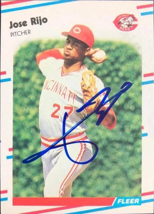 Jose Rijo Signed 1988 Fleer Baseball Card - Cincinnati Reds