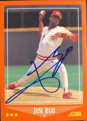 Jose Rijo Signed 1988 Score Baseball Card - Cincinnati Reds