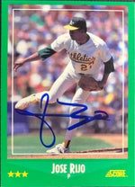 Jose Rijo Signed 1988 Score Baseball Card - Oakland A's