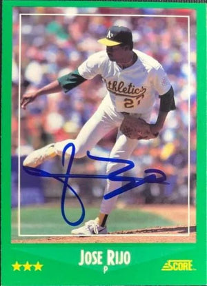 Jose Rijo Signed 1988 Score Baseball Card - Oakland A's