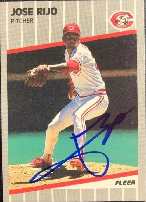 Jose Rijo Signed 1989 Fleer Baseball's Best Card - Cincinnati Reds