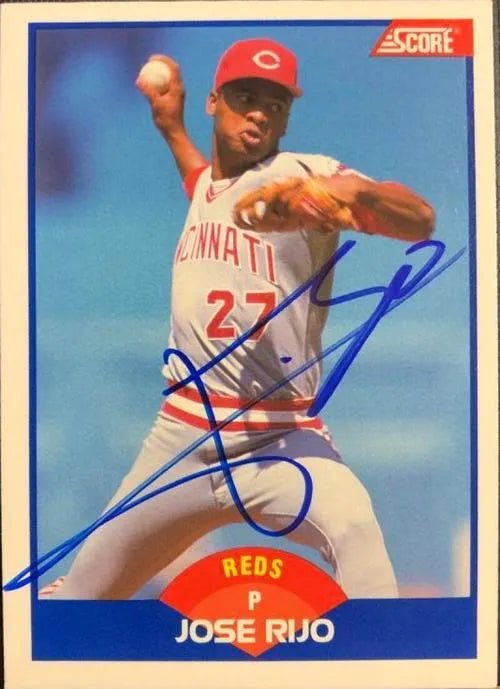 Jose Rijo Signed 1989 Score Baseball Card - Cincinnati Reds
