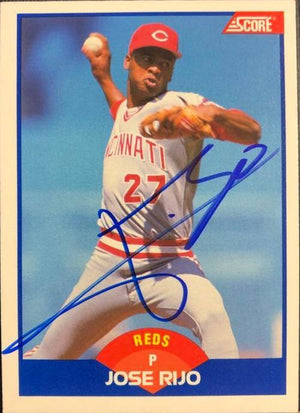 Jose Rijo Signed 1989 Score Baseball Card - Cincinnati Reds - PastPros