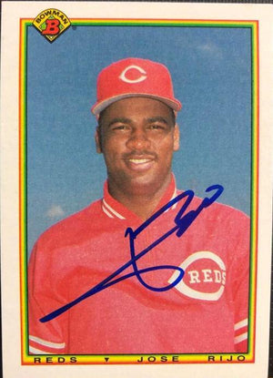 Jose Rijo Signed 1990 Bowman Baseball Card - Cincinnati Reds - PastPros
