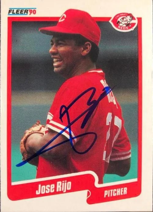 Jose Rijo Signed 1990 Fleer Baseball Card - Cincinnati Reds