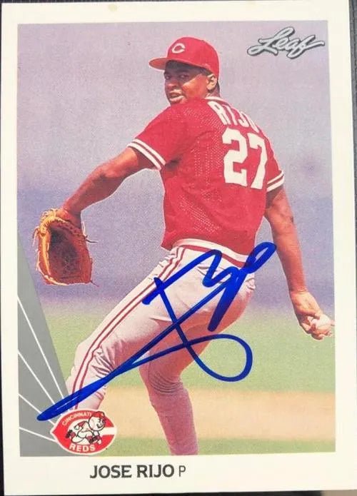 Jose Rijo Signed 1990 Leaf Baseball Card - Cincinnati Reds - PastPros