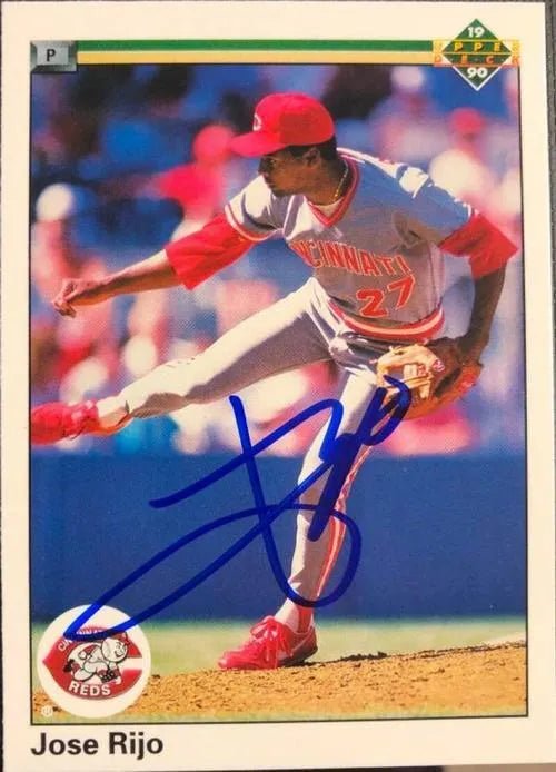 Jose Rijo Signed 1990 Upper Deck Baseball Card - Cincinnati Reds